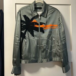 Rag & Bone Roth Tropical Palm Tree Embroidered
Satin Full Zip Casual Jacket
